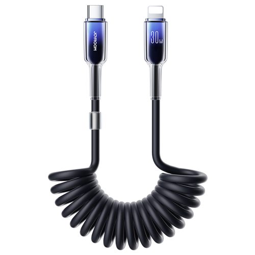 USB -C spirāles kabeļa kabelis - iPhone Lightning Crystal -Clear Series 30W 1