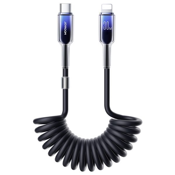 USB -C spirāles kabeļa kabelis - iPhone Lightning Crystal -Clear Series 30W 1