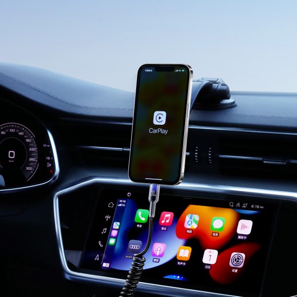 USB -C spirāles kabeļa kabelis - iPhone Lightning Crystal -Clear Series 30W 1,5m - melns