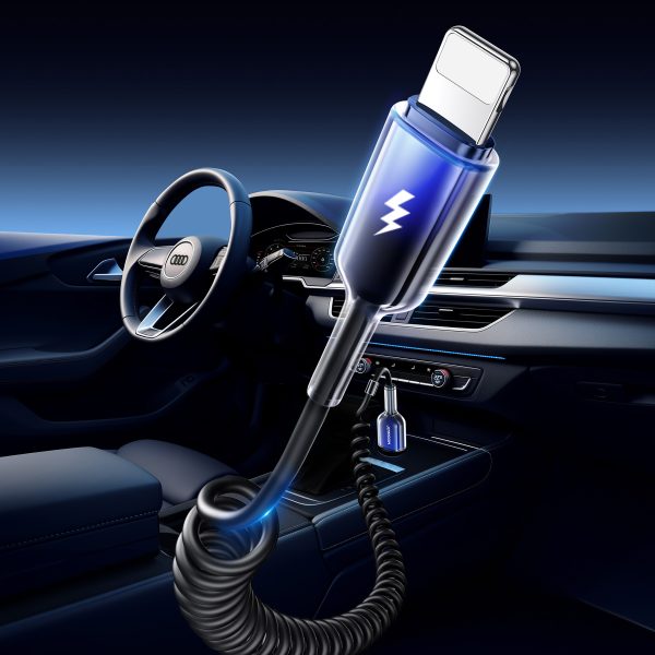 USB -A spirāles kabelis - iphone zibens kristāla - tīrīšanas sērija 3A 1,5 m - melns