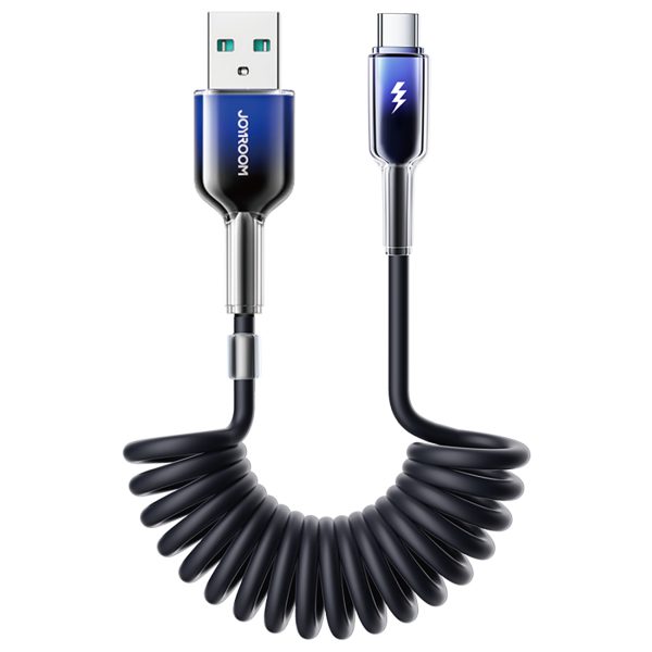 USB-A spirāles kabeļa-USB-C kristāldzidrā sērija 3A 1