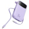 Power Bank 1000MAH QPOW 2 30W ar iebūvētiem -in USB -C kabeļiem -purpursarkanā krāsā