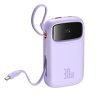 Power Bank 1000MAH QPOW 2 30W ar iebūvētiem -in USB -C kabeļiem -purpursarkanā krāsā