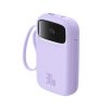 Power Bank 1000MAH QPOW 2 30W ar iebūvētiem -in USB -C kabeļiem -purpursarkanā krāsā