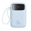 Power Bank 1000MAH QPOW 2 30W ar iebūvētiem -in USB -C kabeļiem -zili