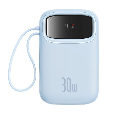 Power Bank 1000MAH QPOW 2 30W ar iebūvētiem -in USB -C kabeļiem -zili