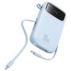 Power Bank 1000MAH QPOW 2 30W ar iebūvētiem -in USB -C kabeļiem -zili