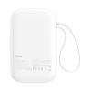Power Bank 1000MAH QPOW 2 30W ar iebūvētiem -in USB -C kabeļiem -balti
