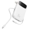 Power Bank 1000MAH QPOW 2 30W ar iebūvētiem -in USB -C kabeļiem -balti