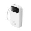 Power Bank 1000MAH QPOW 2 30W ar iebūvētiem -in USB -C kabeļiem -balti