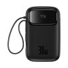 Power Bank 1000MAH QPOW 2 30W ar iebūvētiem -in USB -C kabeļiem -melni