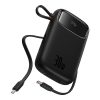 Power Bank 1000MAH QPOW 2 30W ar iebūvētiem -in USB -C kabeļiem -melni