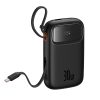 Power Bank 1000MAH QPOW 2 30W ar iebūvētiem -in USB -C kabeļiem -melni