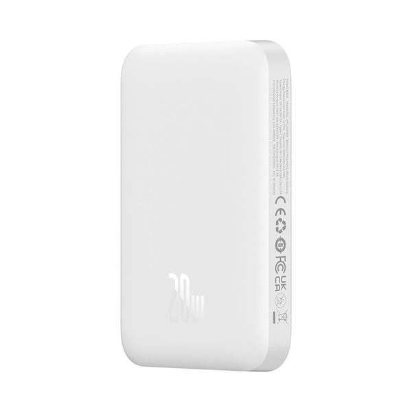 PowerBank 6000mAh Magnetic Mini Air 20W ar USB -C kabeli - balts