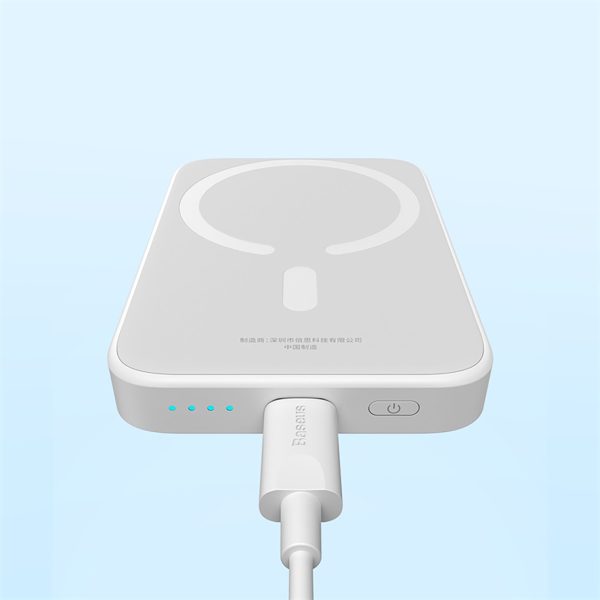 PowerBank 6000mAh Magnetic Mini Air 20W ar USB -C kabeli - balts