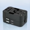 Ceļojuma adapteris Universālais lādētājs 24W ES / US / AUS / UK / 2X USB -A - melns