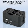 Ceļojuma adapteris Universālais lādētājs 24W ES / US / AUS / UK / 2X USB -A - melns