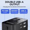 Ceļojuma adapteris Universālais lādētājs 24W ES / US / AUS / UK / 2X USB -A - melns