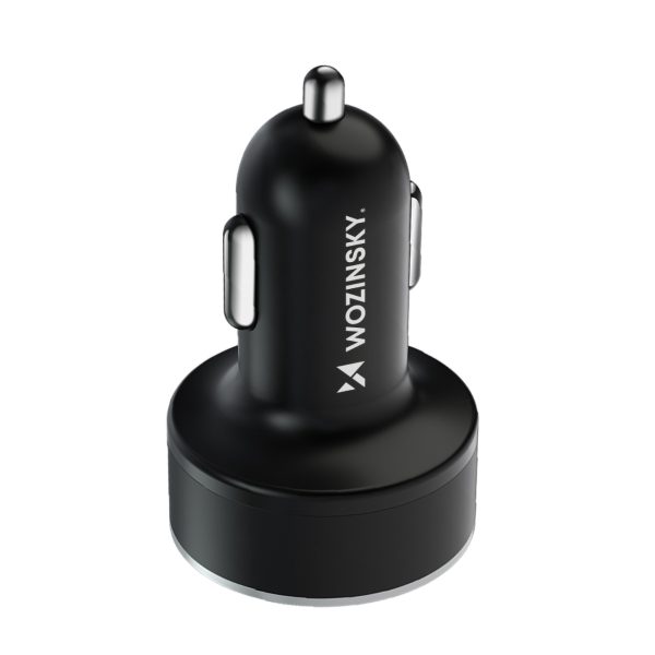 Automašīnu lādētājs ar 50W 2xUSB-C un 2XUSB-A displeja-melnu