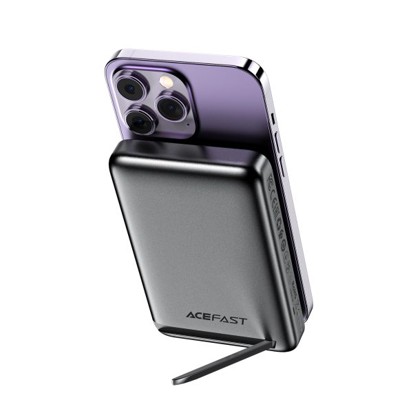 PowerBank 1000mah magnētiskais induktīvs ar PD 20W pamatnes + kabeļa iespēju - melns