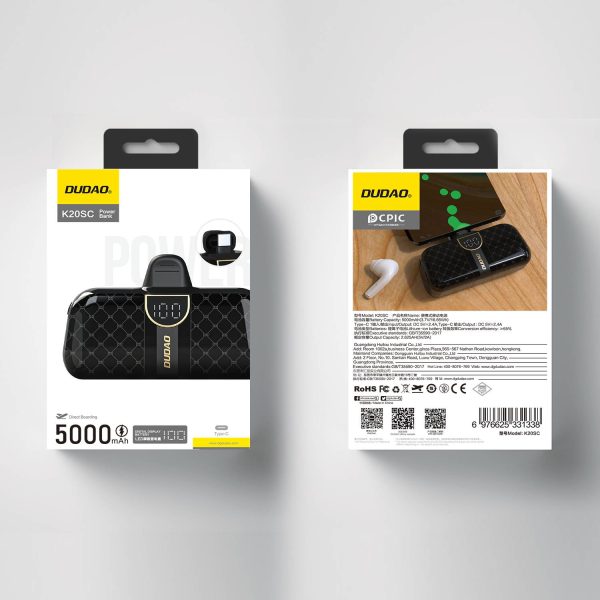 Mini PowerBank 5000mah 2x USB -C tālrunim - melns