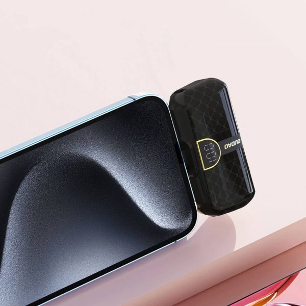 Mini PowerBank 5000mah iPhone zibens un USB -C - melns