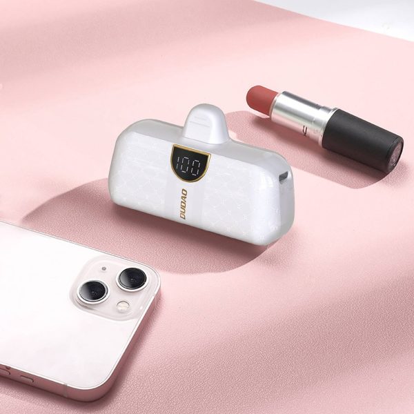 Mini PowerBank 5000mAh iPhone zibens un USB -C - baltais tālrunis