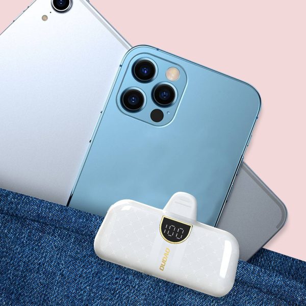 Mini PowerBank 5000mAh iPhone zibens un USB -C - baltais tālrunis