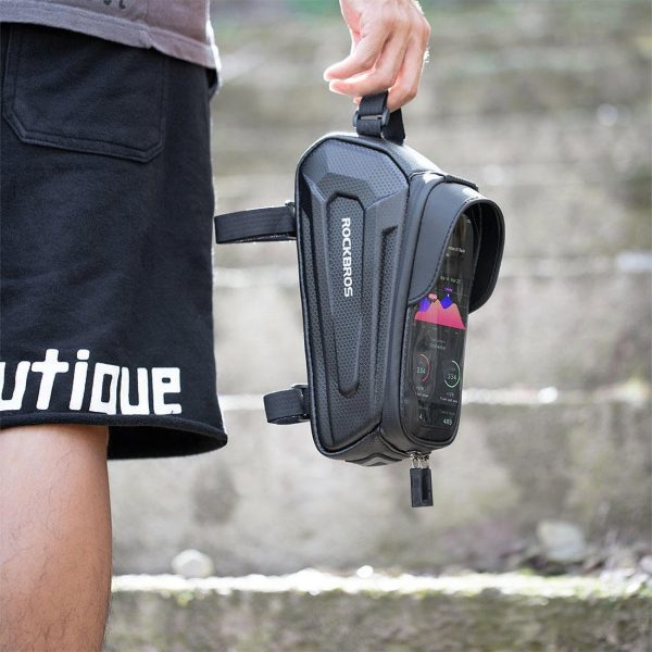 Velosipēdu pannier bruņu rāmim ar tālruņa kabatas 1.7L navigāciju - melna