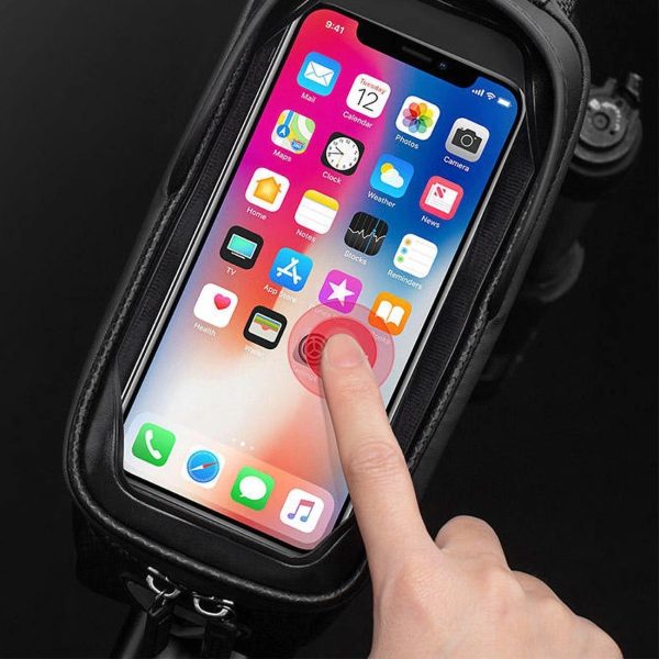 Velosipēdu pannier bruņu rāmim ar tālruņa kabatas 1.7L navigāciju - melna