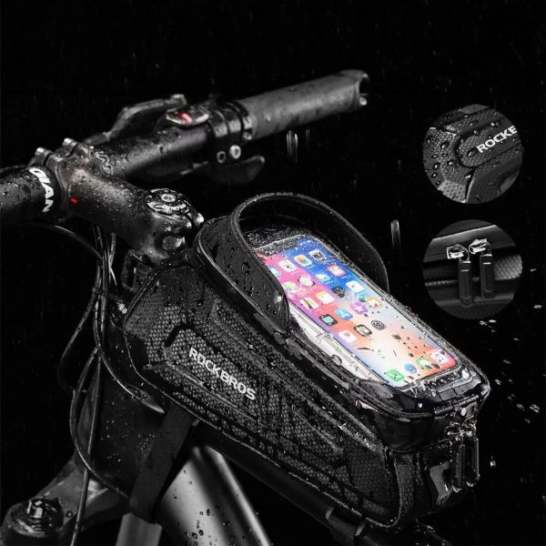 Velosipēdu pannier bruņu rāmim ar tālruņa kabatas 1.7L navigāciju - melna