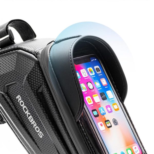 Velosipēdu pannier bruņu rāmim ar tālruņa kabatas 1.7L navigāciju - melna