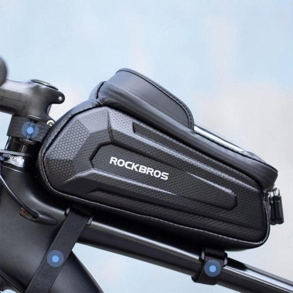Velosipēdu pannier bruņu rāmim ar tālruņa kabatas 1.7L navigāciju - melna