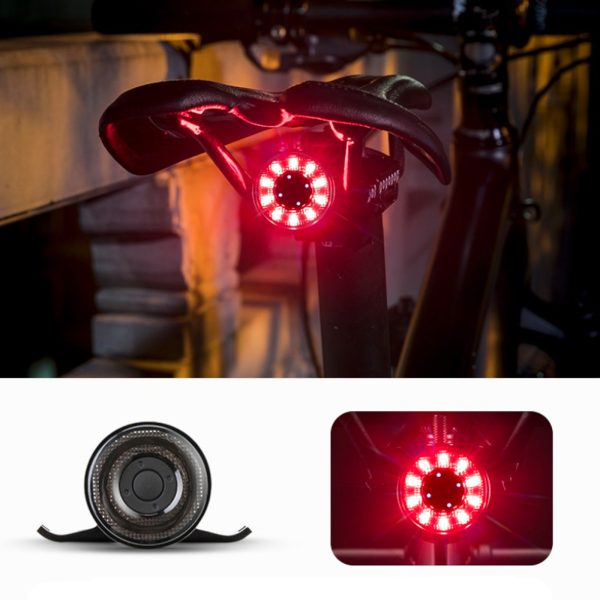 Aizmugurējais velosipēdu lampa Q1 7 LED strobe krāsas + USB -C kabelis - USB -A - melns