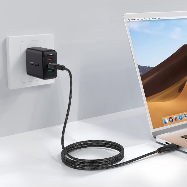 Kabeļa elastīgs USB -C pinums - USB -C 60W 3A 1,2m - melns