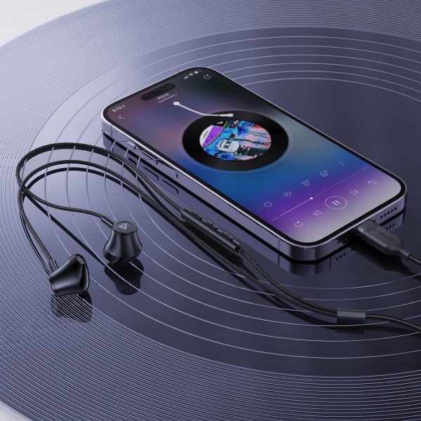 Austiņās ar austiņām ar USB -C savienotāju mikrofonu un 1,2 m tālvadības pulti -melna