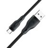 Kabelis elastīgs USB -A pinuma - USB -C 3A 1,2m - melns