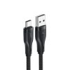 Kabelis elastīgs USB -A pinuma - USB -C 3A 1,2m - melns