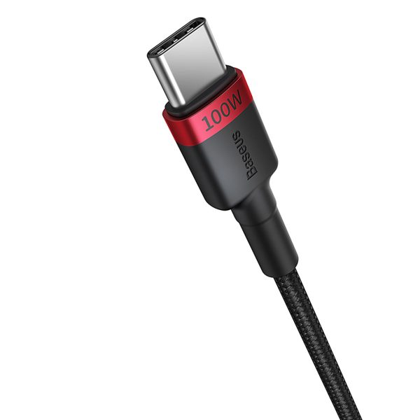 2x kabeļa Capule USB-C Cable-USB-C 100W 2m-sarkanais un melns un pelēks