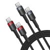 2x kabeļa Capule USB-C Cable-USB-C 100W 1m-sarkanais un melns un pelēks