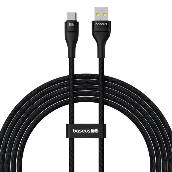Kabeļa zibspuldzes kabelis 2 USB -A - USB -C 100W 2M - melns
