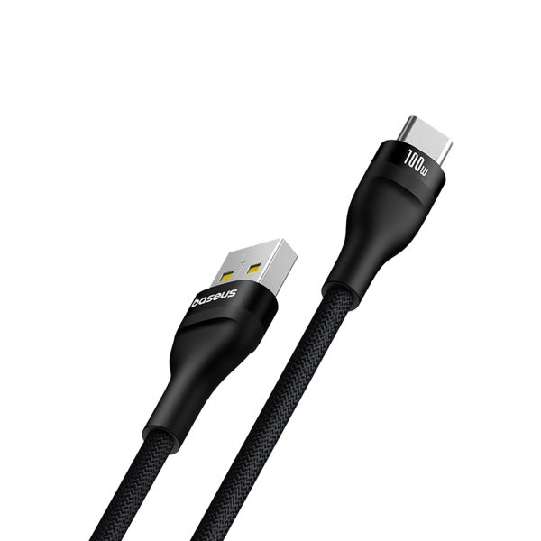 Kabeļa zibspuldzes kabelis 2 USB -A - USB -C 100W 2M - melns