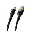 Kabeļa zibspuldzes kabelis 2 USB -A - USB -C 100W 2M - melns