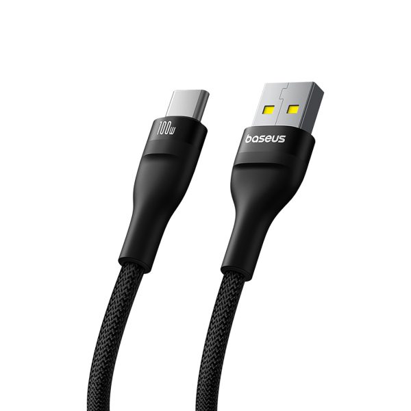 Kabeļa zibspuldzes kabelis 2 USB -A - USB -C 100W 2M - melns