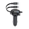 Automašīnu lādētājs B13 53W USB-A + 2 USB-C izstrādātie kabeļi-melni