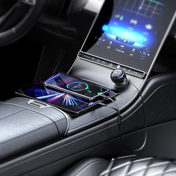 Automašīnu lādētājs B13 53W USB-A + 2 USB-C izstrādātie kabeļi-melni