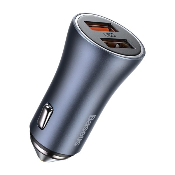 Zelta kontaktoru pro 2x USB -A 40W QC SCP FCP AFC - pelēkās automašīnas lādētājs