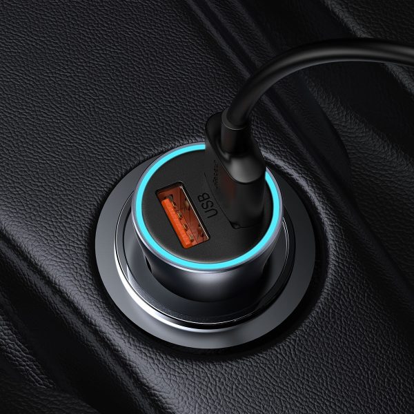 Zelta kontaktoru pro 2x USB -A 40W QC SCP FCP AFC - pelēkās automašīnas lādētājs