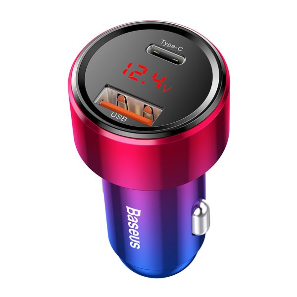 Magic Series PPS USB-C USB-A 45W PD QC 5A-r-zilais automašīnas lādētājs