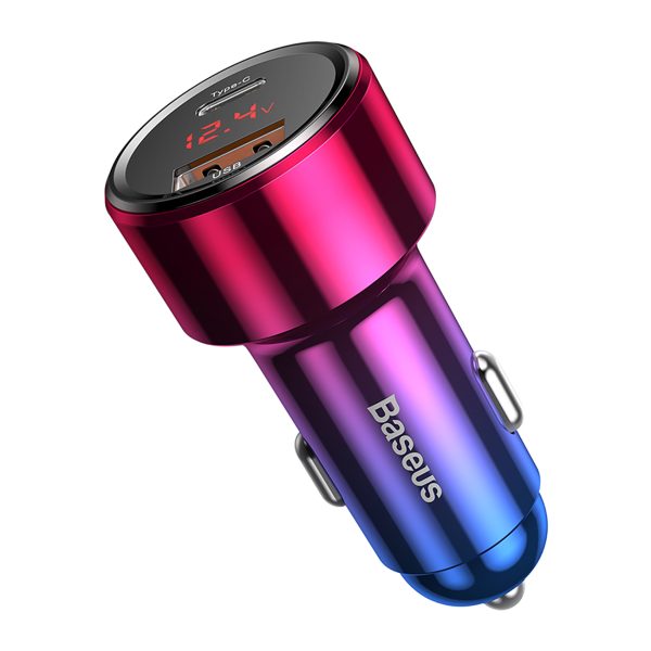 Magic Series PPS USB-C USB-A 45W PD QC 5A-r-zilais automašīnas lādētājs